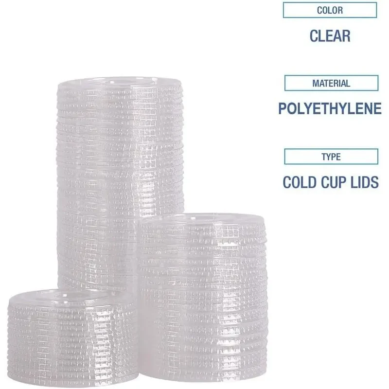 Boardwalk BWKNPET910STRAPK Disposable Lids 9 Oz. to 10 Oz. Crystal-Clear Cold Cup Straw-Slot Packaged (100/Pack) B0F8PK87WD