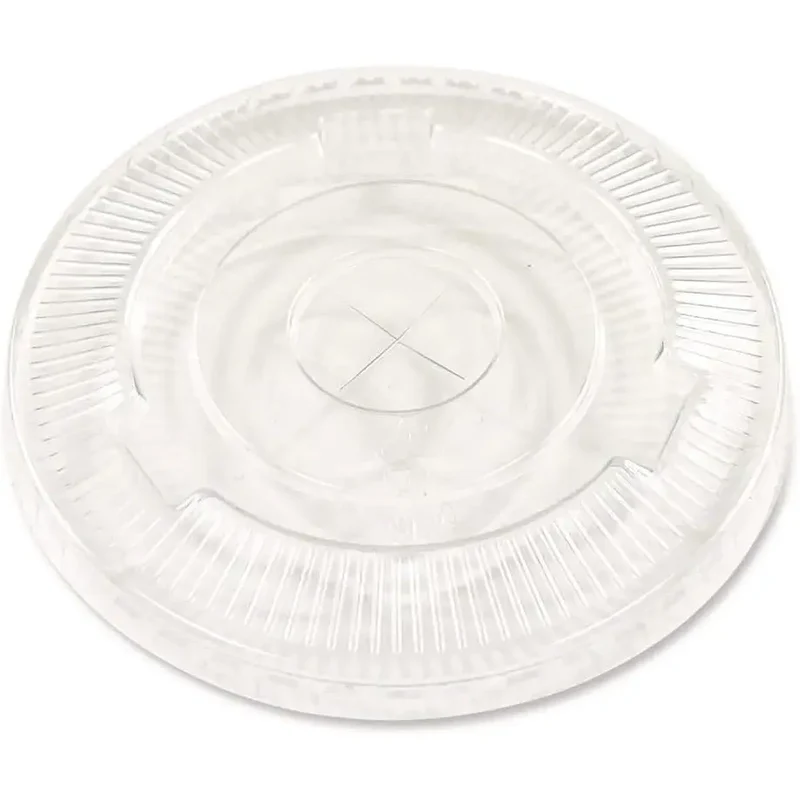 Boardwalk BWKNPET910STRAPK Disposable Lids 9 Oz. to 10 Oz. Crystal-Clear Cold Cup Straw-Slot Packaged (100/Pack) B0F8PK87WD