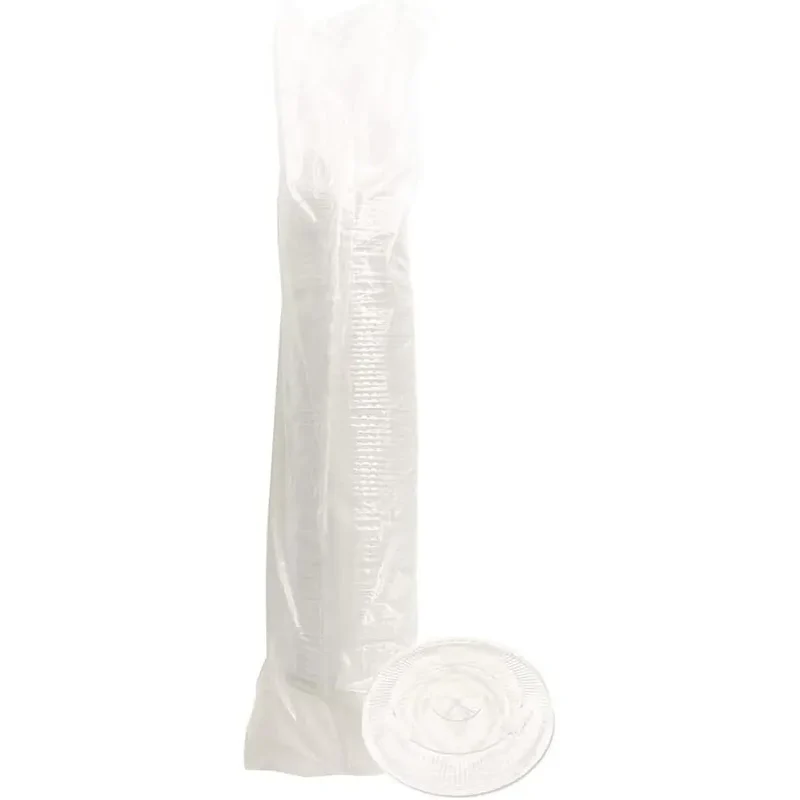 Boardwalk BWKNPET912STRAPK Disposable Crystal-Clear Cold Cup Lids 9 Oz. to 12 Oz. with Straw-Slot Clear (100/Pack) B0F8PLC2HC