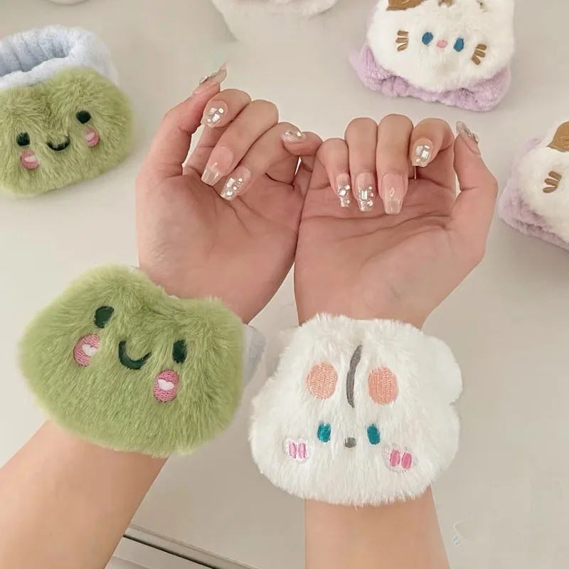 Cartoon Reusable Face Wash Hand Wrist Strap 1Pair Sweat Band Towel Band Flexible Absorbent Wrist Strap for Face Wash Comfortable