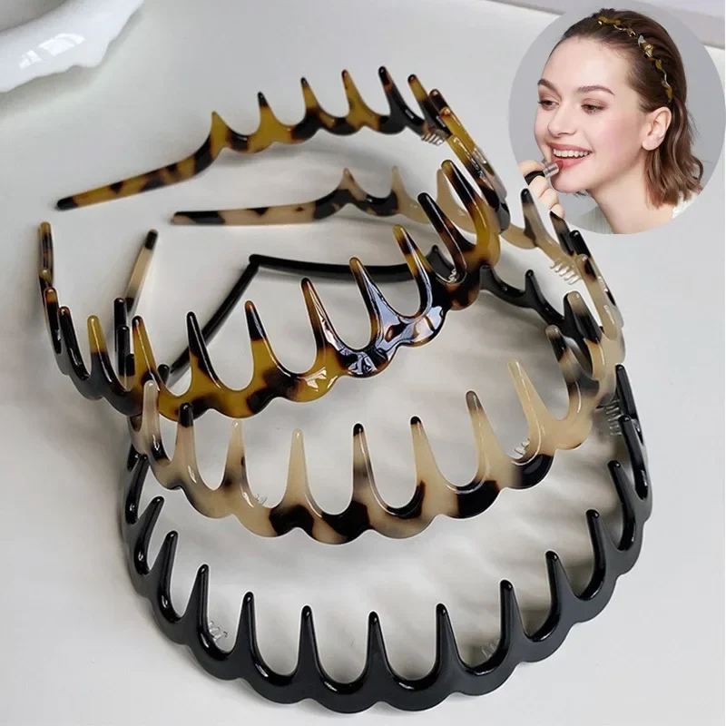 Fashion Wave Headbands for Women Solid Color Toothed Non-slip Hair Bands Girl Face Wash Sports Hairbands Hair Accessories