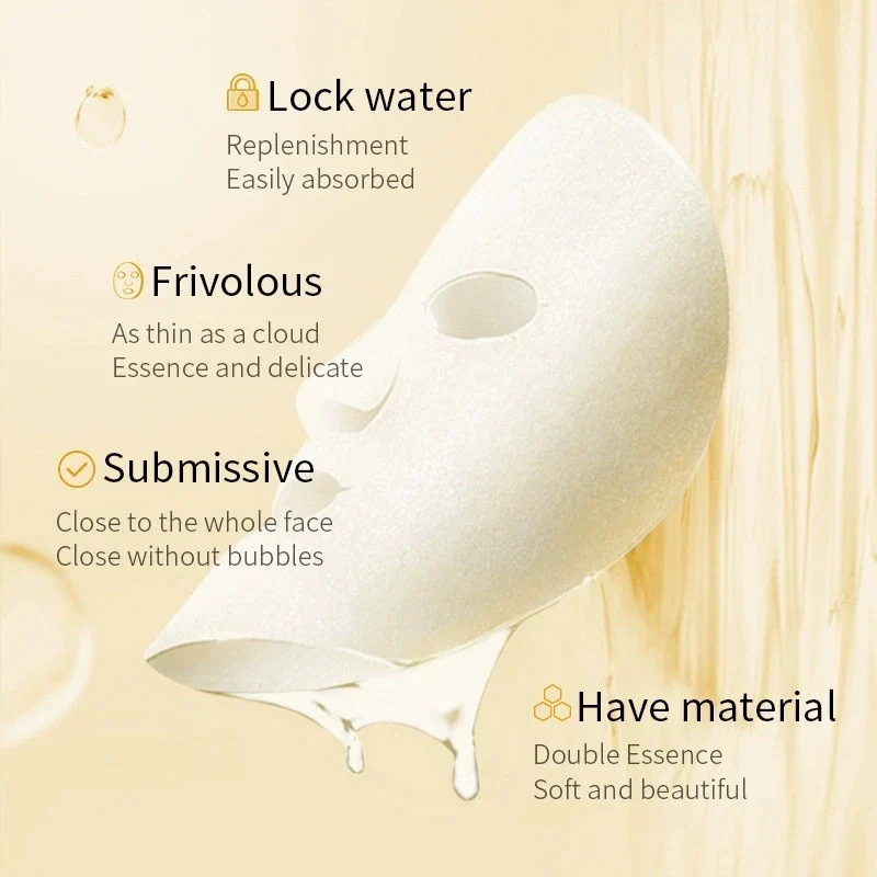 10 Pieces of Rice Puree Facial Mask, Moisturizing, Firming and Hydrating, Korean-Style Skin Care Mask Sheet
