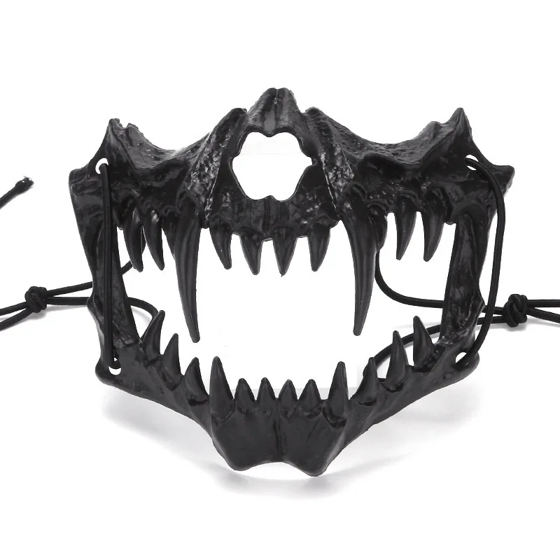Halloween Mask Half-face Mask Cos Dragon God Fierce Tiger Night Fork Tengu Man Wolf Mask Performance Skull Masks