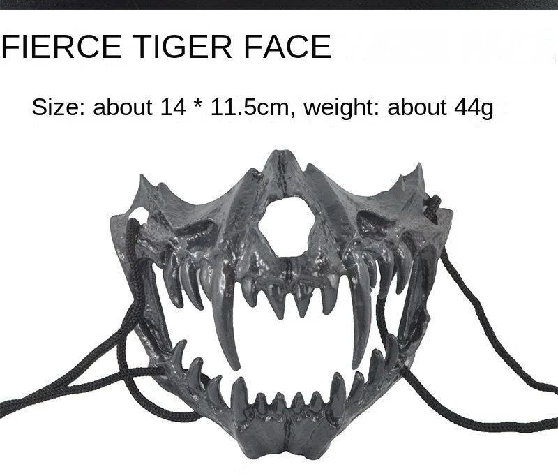 Halloween Mask Half-face Mask Cos Dragon God Fierce Tiger Night Fork Tengu Man Wolf Mask Performance Skull Masks