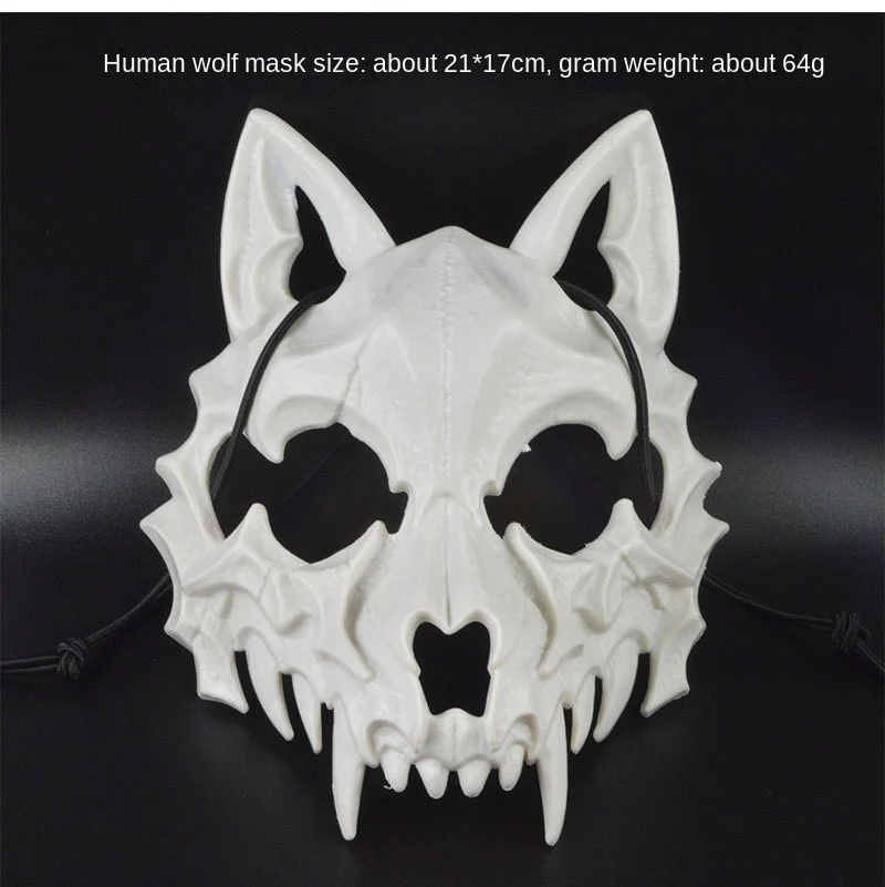 Halloween Mask Half-face Mask Cos Dragon God Fierce Tiger Night Fork Tengu Man Wolf Mask Performance Skull Masks