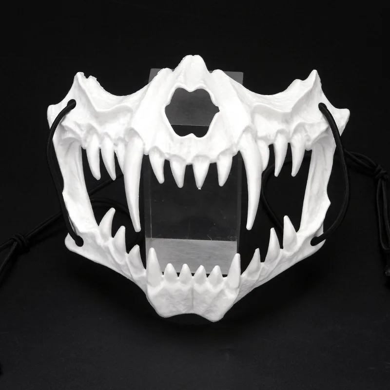 Halloween Mask Half-face Mask Cos Dragon God Fierce Tiger Night Fork Tengu Man Wolf Mask Performance Skull Masks