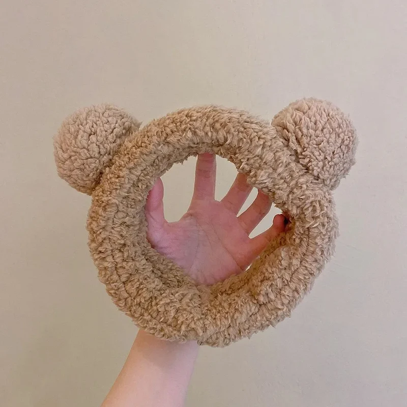 Cute Bear Hair Band Women's Face Wash Facial Mask Makeup Headwear Plush Hair Band Anti Slip Hair Band Hair Hccessories