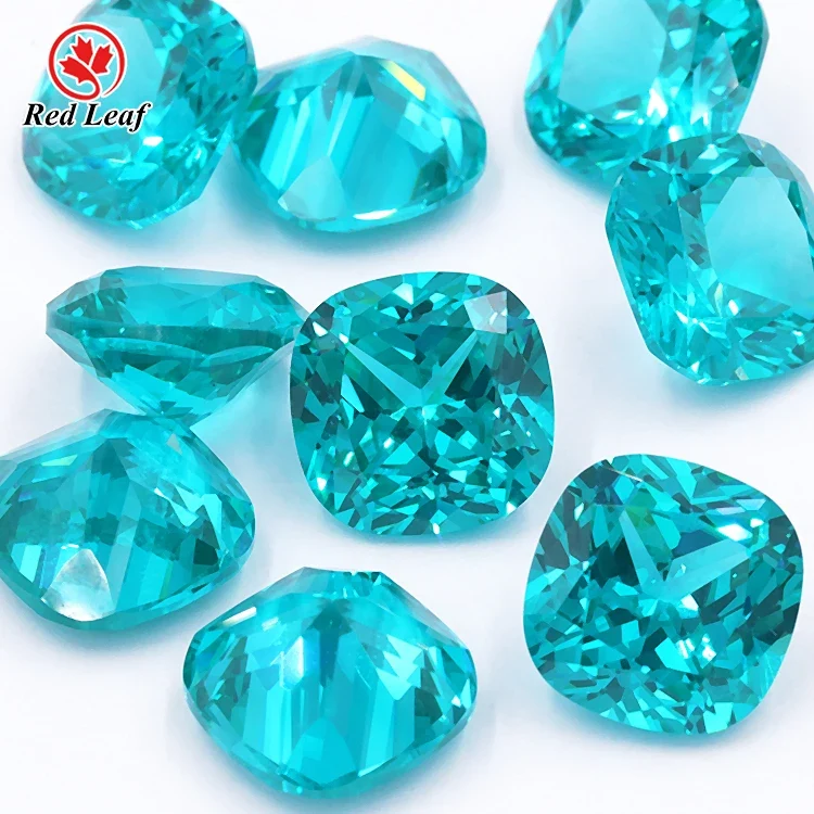 Redleaf Jewelry's 5A Paraiba Tourmaline Stones 10*10mm Cushion Cut Loose 10*10mm Paraiba Color Nano Gems for Jewelry Making