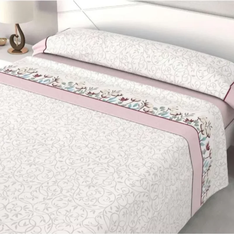 Petra Pink Printed Sheet Set 105 cm Soft Breathable Bed Linen Comfortable Bedding for Single Bed Home Textiles