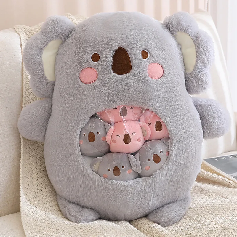 Cute Animal With Little Baby Small Toys Snacks Throw Pillow Rabbit Dinosaur Bear Stuffed Cushion Koala Plushies