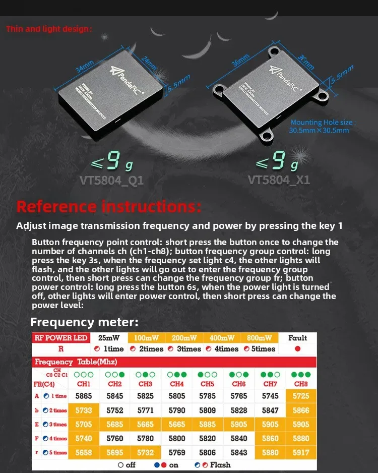 PandaRC Panda 40CH 5.8G 800mW picture transmission FPV VTX wireless transmitter drone crossing machine jumper t pro gafas fpv