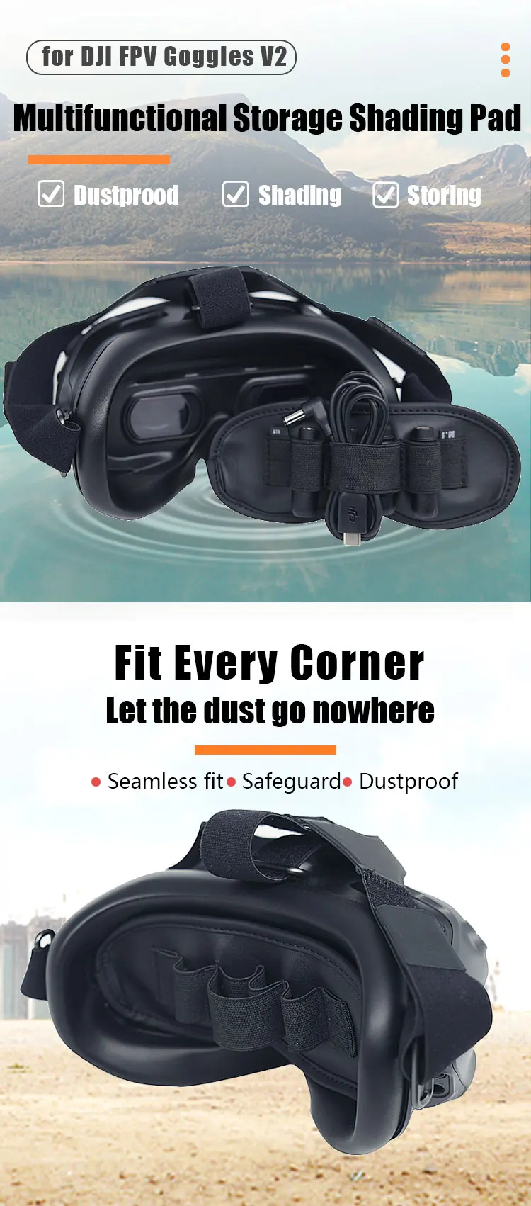 For DJI FPV/Avata Drone V2 Flight Glasses 3 in 1 Dustproof Mat Shading Protective Cover SD Card Antenna Storage Pad Accessories