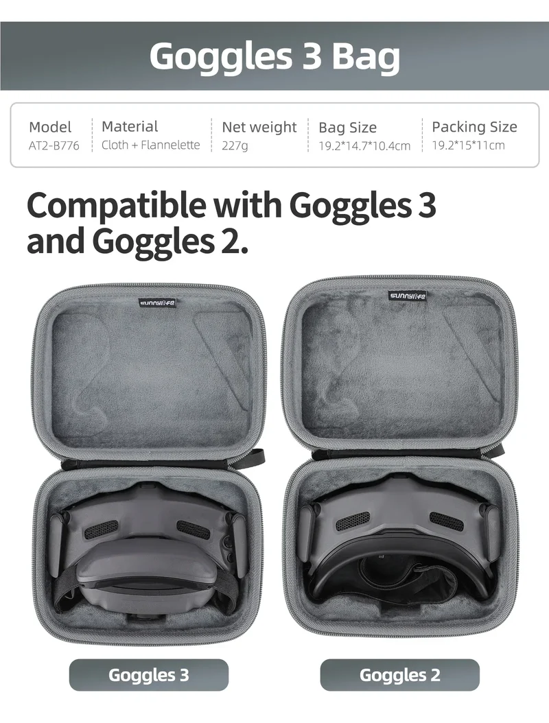 For DJI Avata 2 Goggles 2/3 Bag Case Storage Portable Hard Case Nylon Handle Shock-proof Carrying Box Accessory Goggles 2 3