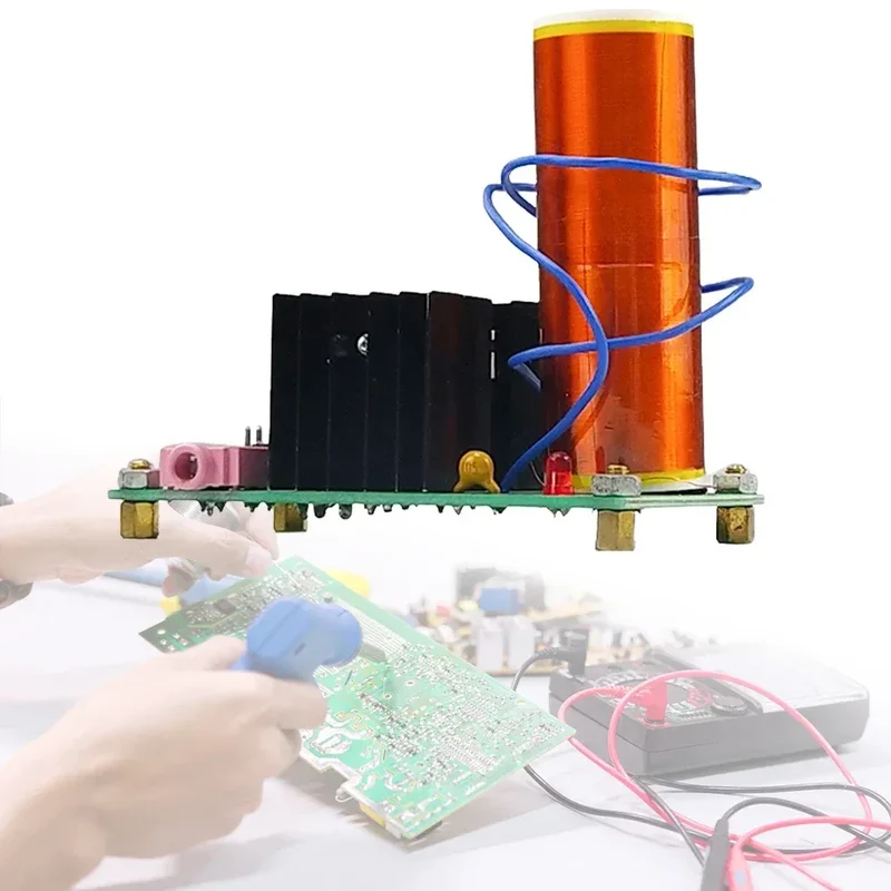 DIY Mini for Tesla Coil Kit DIY Music Loudspeaker Board Arc Experiment High Temperature High Pressure Plasma DC 15-24V 15W 2A