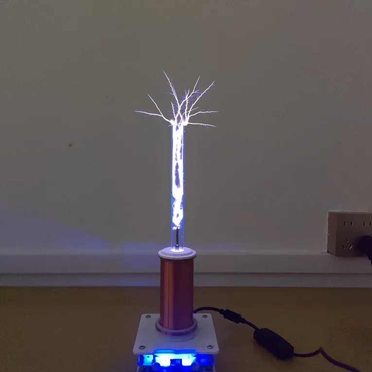Wishcolor YSKJ-36 Blue/Golden Double Class E Tesla Coil with 10cm Thin Arc Support Music Bluetooth Playback