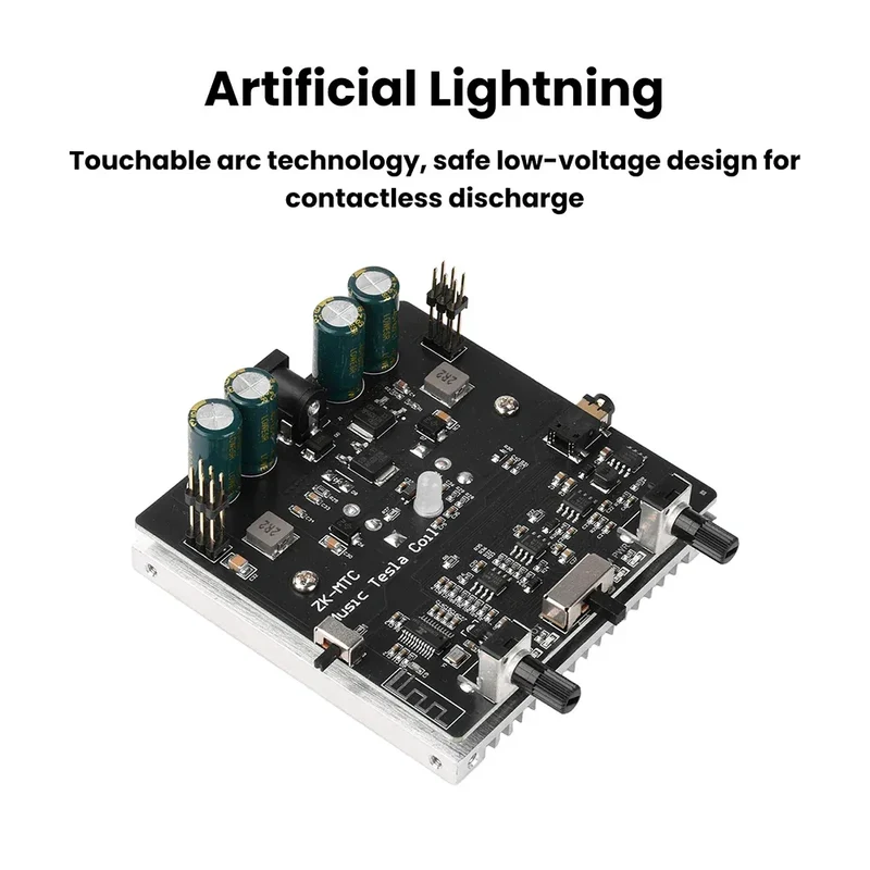 Mini Tesla Coil with Bluetooth Music Sync Adjustable Arc Length Touchable Safe Low-Voltage Design RGB Light Show