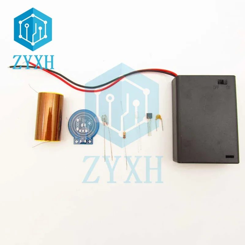 Mini Tesla Coil DIY Electronic Kit DC 4.5V No Arc Type Space Lighting with AA Battery Box Power For Student Experiment