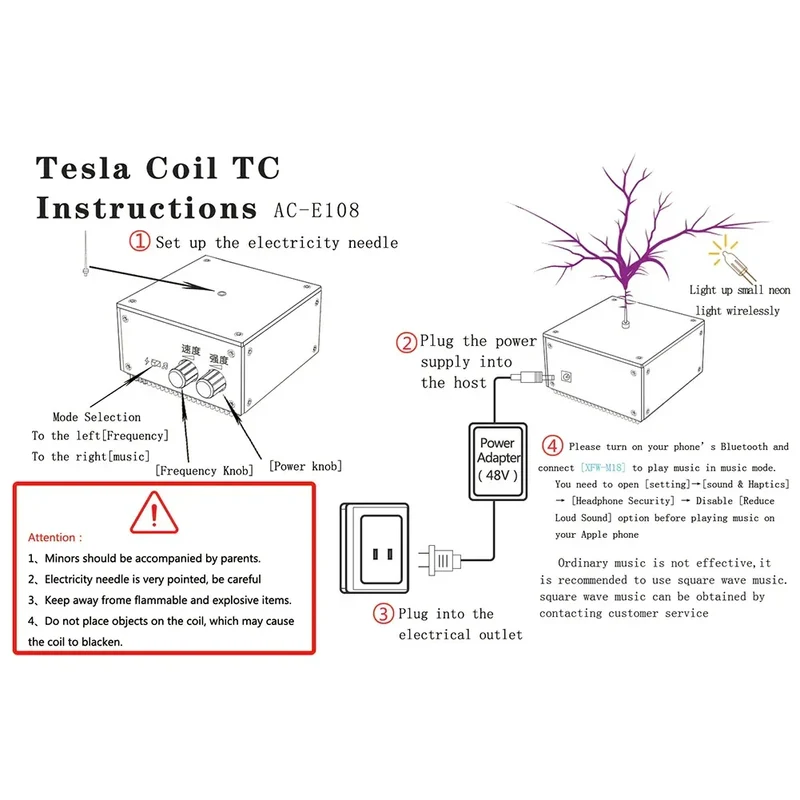 Tesla Coil Speaker Plam Music Loudspeaker Wireless Lighting High Frequency Pulse Test Apparatus for Experiment Science Education