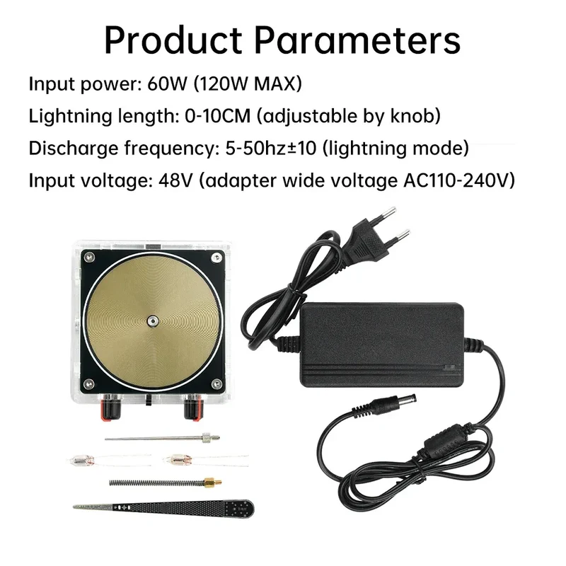 AC110-220V Input Dual Mode Music Tesla Coil Palm Tesla Coil High Frequency Voltage Pulse arc Generator Artificial Lightning