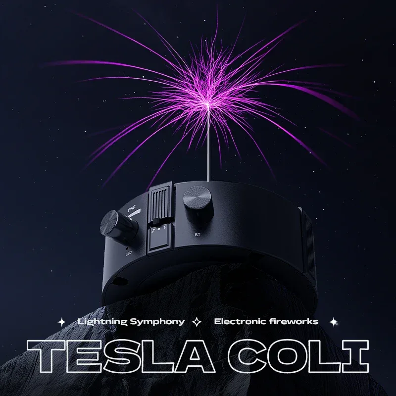 Tesla Coil Arc Music Box - Wide Voltage 110-240V, Bluetooth 5.3 Wireless+SD Card Lightning Purple Visual Arrangement.