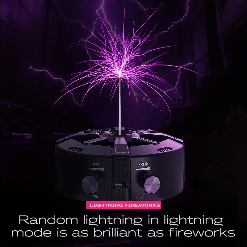 Tesla Coil Arc Music Box - Wide Voltage 110-240V, Bluetooth 5.3 Wireless+SD Card Lightning Purple Visual Arrangement.
