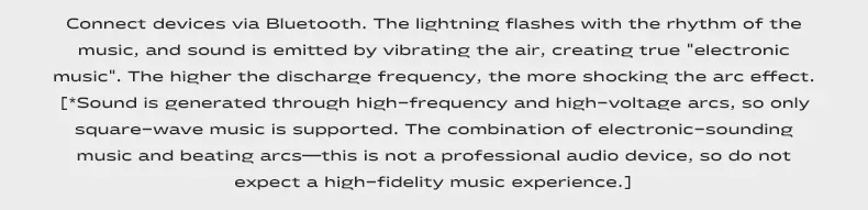 Tesla Coil Arc Music Box - Wide Voltage 110-240V, Bluetooth 5.3 Wireless+SD Card Lightning Purple Visual Arrangement.
