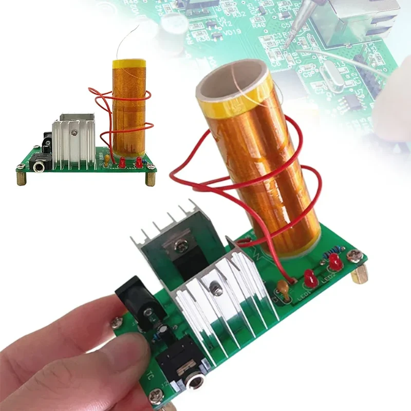DIY Mini for Tesla Coil Kit Mini Music Tesla Coil Plasma Speaker High Pressure Arc Experiment Wireless Transmission DC15-24V 15W