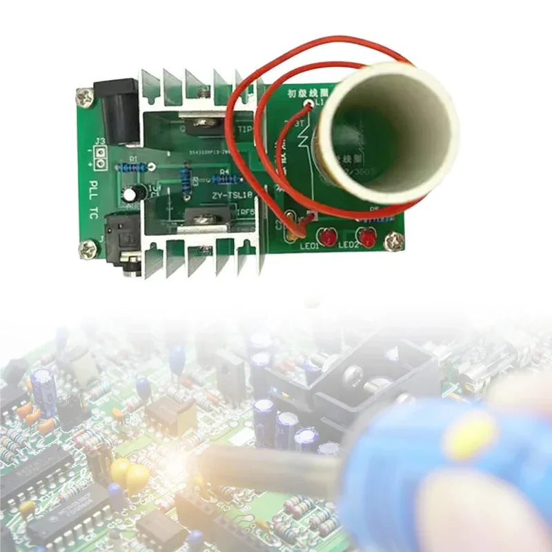 DIY Mini for Tesla Coil Kit Mini Music Tesla Coil Plasma Speaker High Pressure Arc Experiment Wireless Transmission DC15-24V 15W