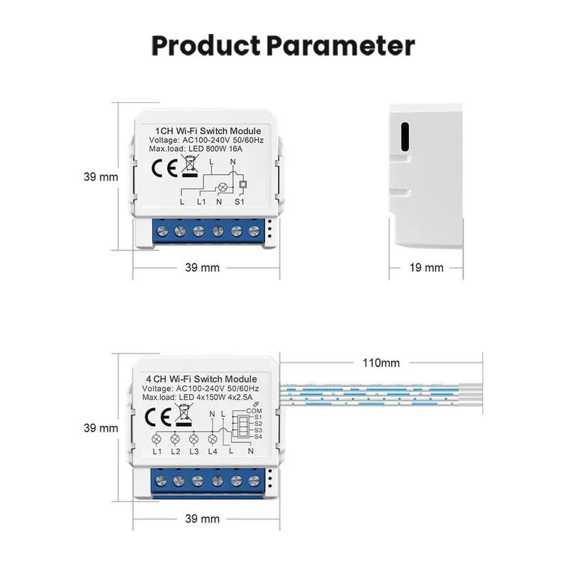 AVATTO WiFi Smart Light Switch Module，1/2/3/4 Gang DIY Breaker Neutral Wire Control Works With Tuya Alexa, Google Home