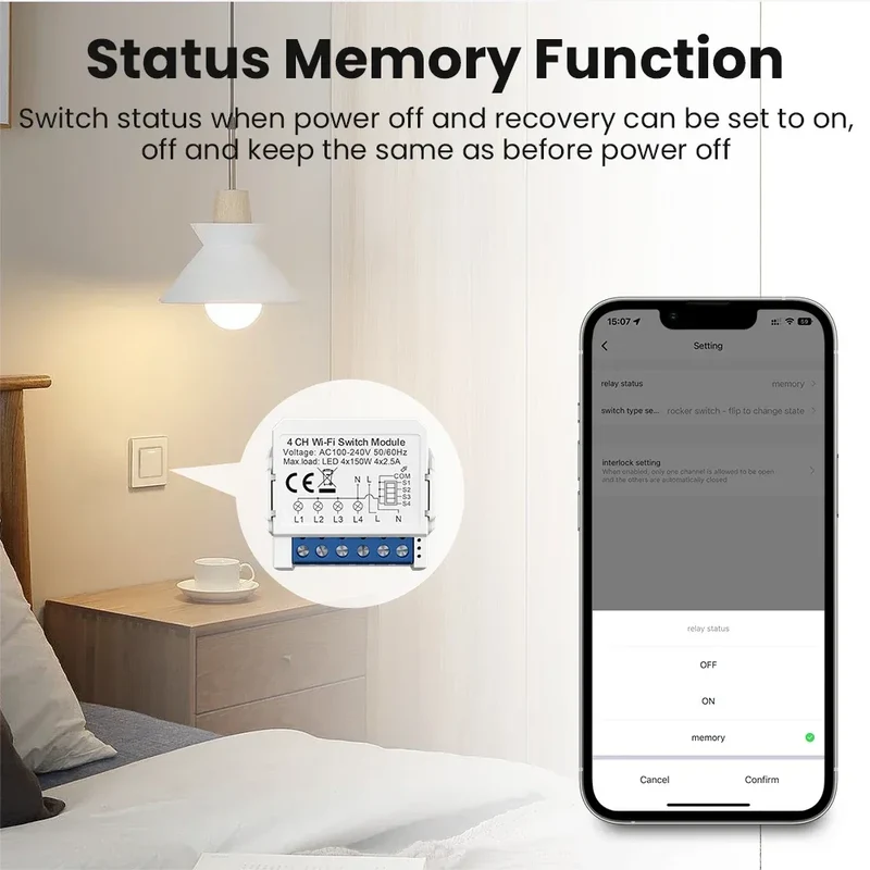 AVATTO WiFi Smart Light Switch Module，1/2/3/4 Gang DIY Breaker Neutral Wire Control Works With Tuya Alexa, Google Home
