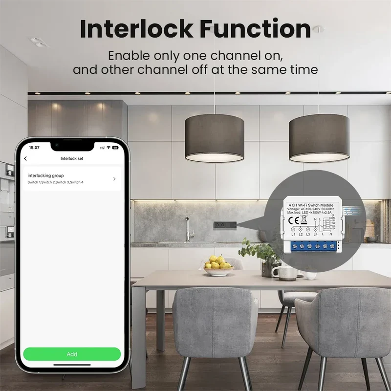 AVATTO WiFi Smart Light Switch Module，1/2/3/4 Gang DIY Breaker Neutral Wire Control Works With Tuya Alexa, Google Home