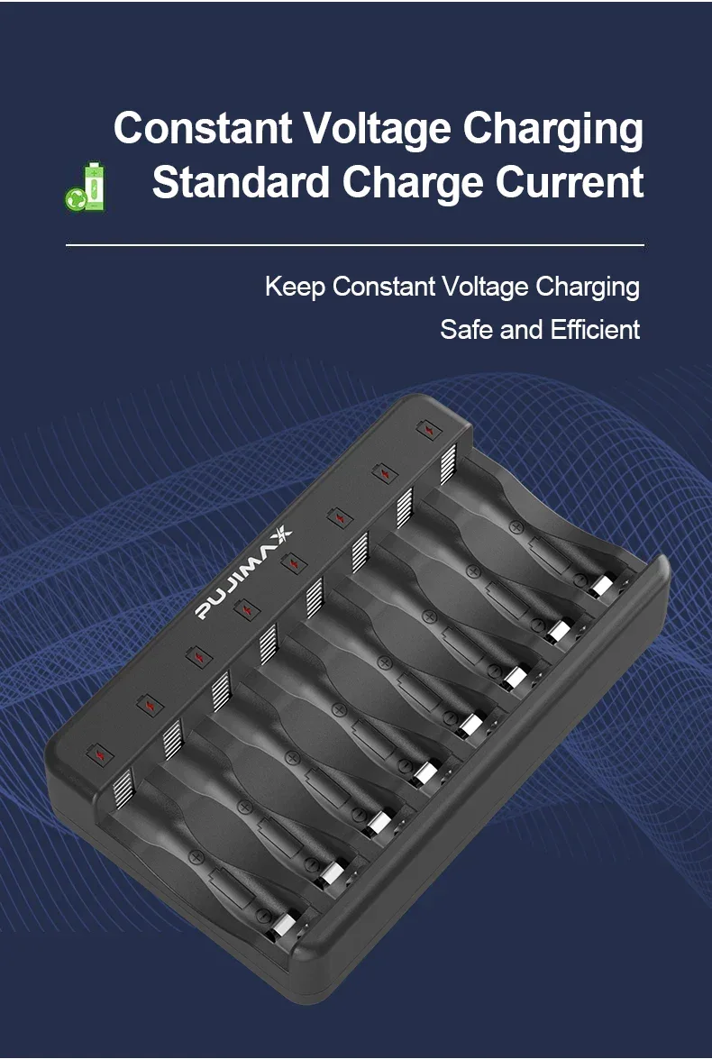 PUJIMAX 8-Slots 1.2V LCD Display Smart Battery Charger For AA/AAA NiMh NiCd Rechargeable Batteries aa aaa Batteries Charger