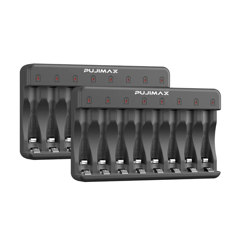 PUJIMAX 8-Slots 1.2V LCD Display Smart Battery Charger For AA/AAA NiMh NiCd Rechargeable Batteries aa aaa Batteries Charger