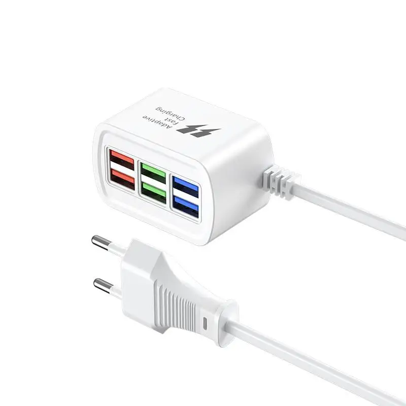 Fast USB Charger 6 in 1 Power Strip Desktop Charging Station Fast Charging 1m Cord USB HUB Adapter Socket for iPhone 16 15 Home