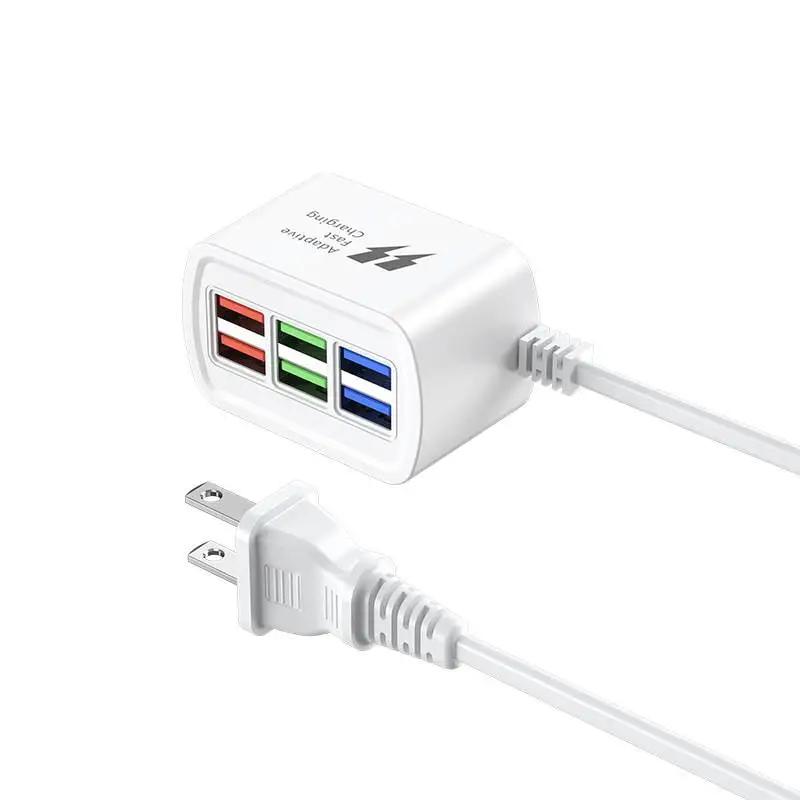 Fast USB Charger 6 in 1 Power Strip Desktop Charging Station Fast Charging 1m Cord USB HUB Adapter Socket for iPhone 16 15 Home