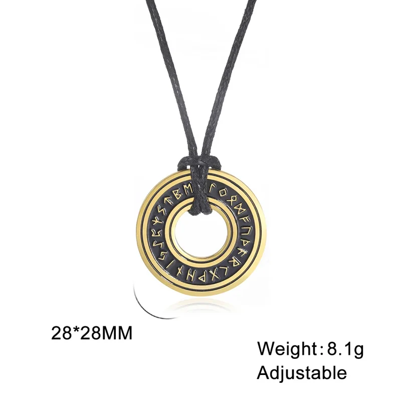 FCJ Men's Vintage Nordic Rune Necklace Stainless Steel Elder Futhark Pendant Star-Shaped Norse Runes Viking Jewelry Amulet