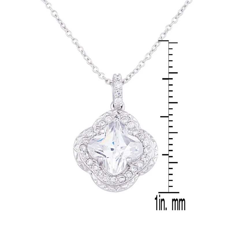 TD Collette Z Sterling Silver Fine Pendant Necklace with Cubic Zirconia Petal Design