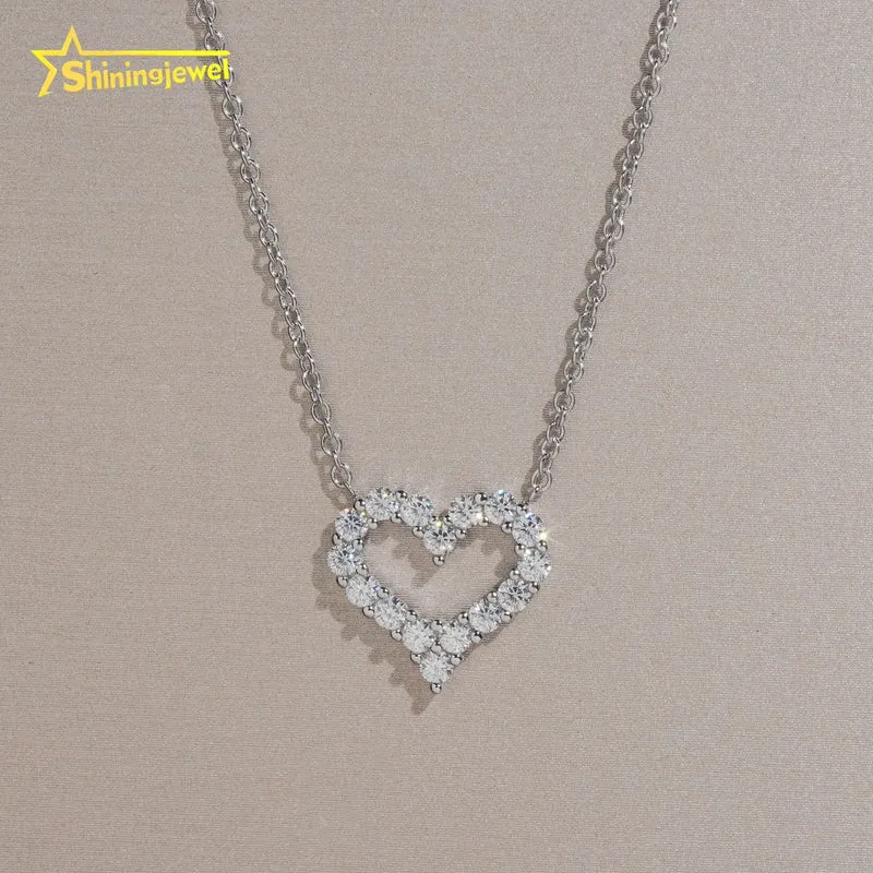 USA Warehouse Best Gift Set Iced Out Heart Earrings & Necklace Set 925 Silver VVS Moissanite Jewelry Hip Hop Stud Earrings