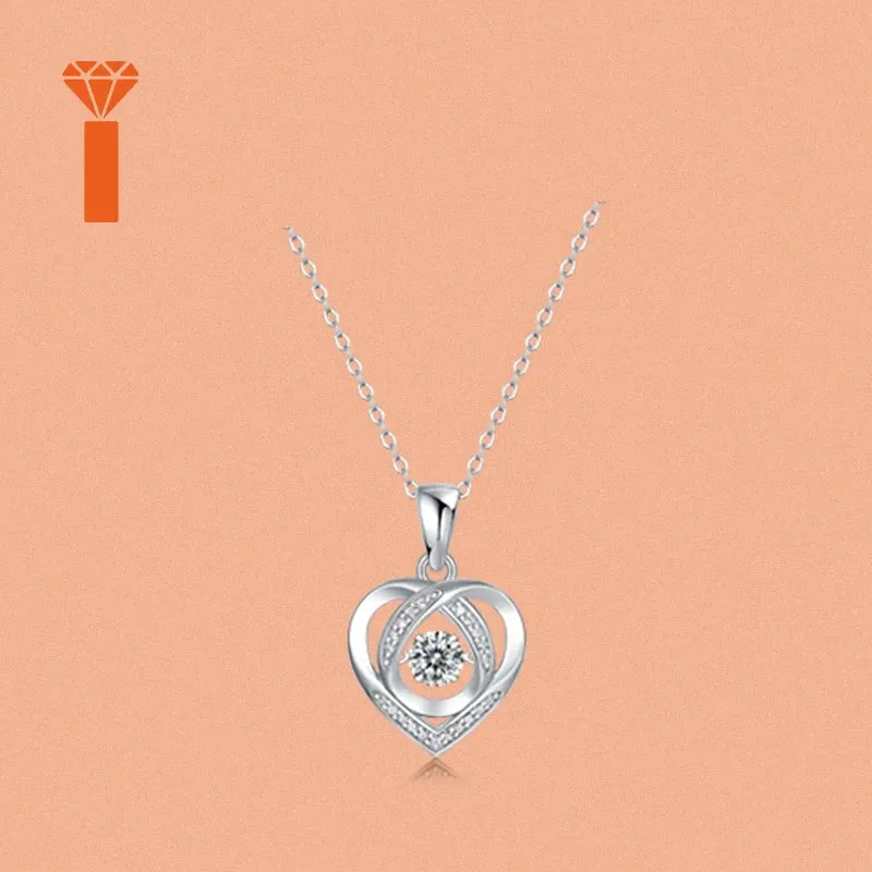 Hot Sale S925 Heart Shape Moissanite Pendant Necklace Pass Diamond Tester Moissanite Necklace Valentine'S Day Gift Necklace