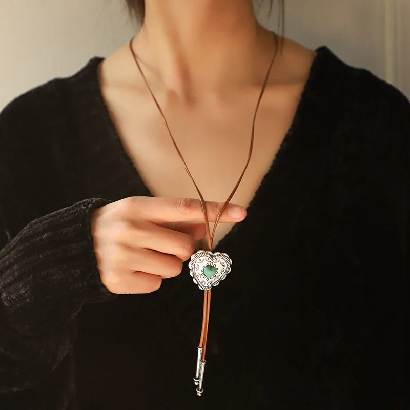FCJ European and American Retro Style Turquoise Cross Necklace Fashion Pendants & Charms