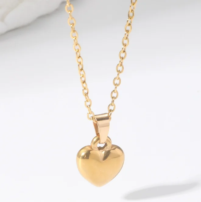 1Pc Stainless Steel Snake Chain Simple Love Pendant Necklace Personalized Trendy Fashion