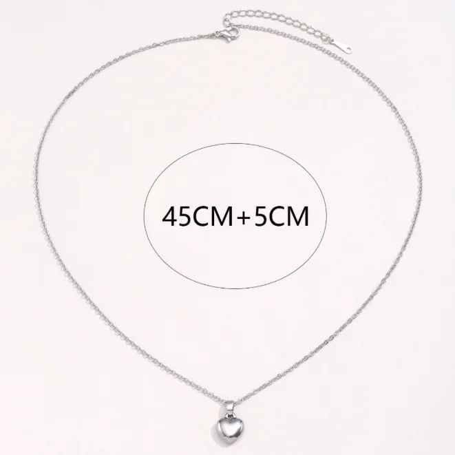 1Pc Stainless Steel Snake Chain Simple Love Pendant Necklace Personalized Trendy Fashion