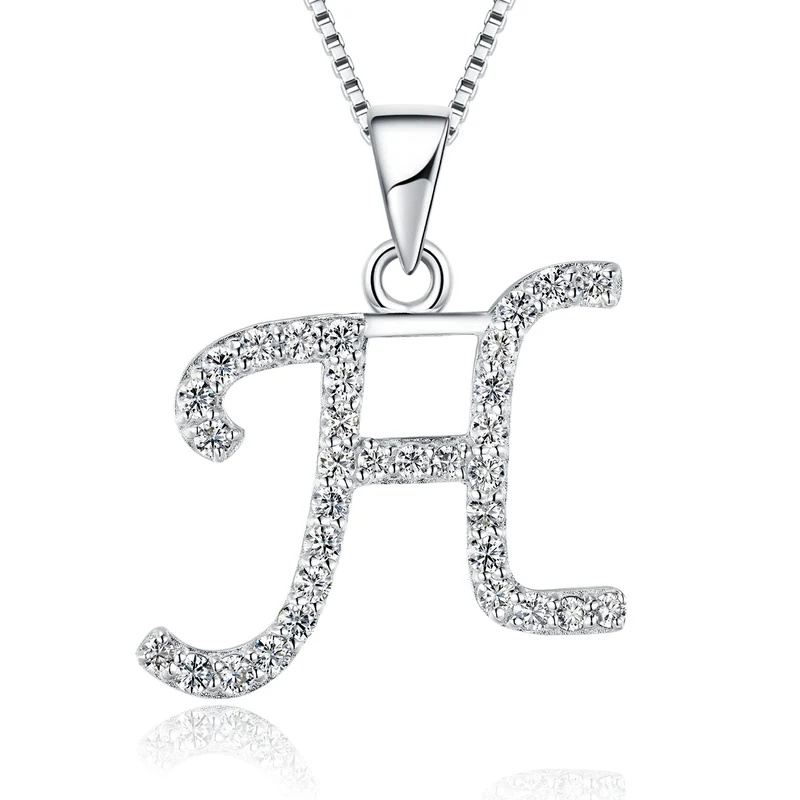 925 Sterling Silver Rhodium High Quality Plated 'Letter' Pendant Trendy Moissanite Necklace with Link Chain Tariff-Free Product