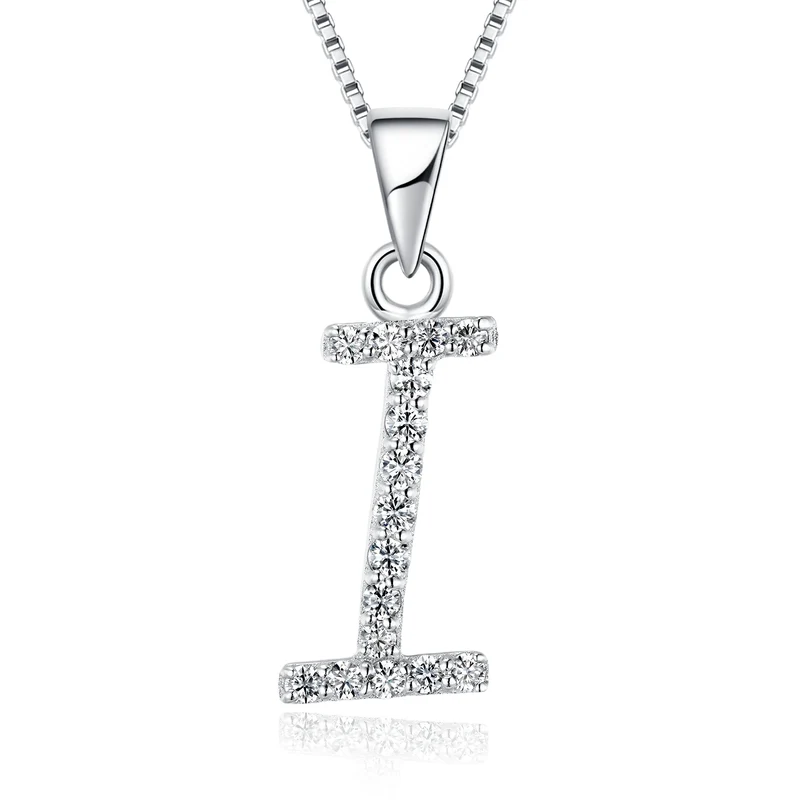 925 Sterling Silver Rhodium High Quality Plated 'Letter' Pendant Trendy Moissanite Necklace with Link Chain Tariff-Free Product