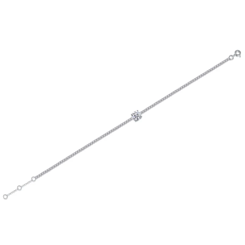 High Quality Sterling Silver 925 Tennis Chain Round Cutting Moissanite for Fine Jewelry Necklace Tennis Chain