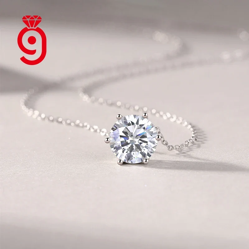 Wholesale Classic Round 1ct Moissanite Diamond Necklace Hip Hop Jewelry Custom Sterling Silver 925 Iced Out Initial Necklace