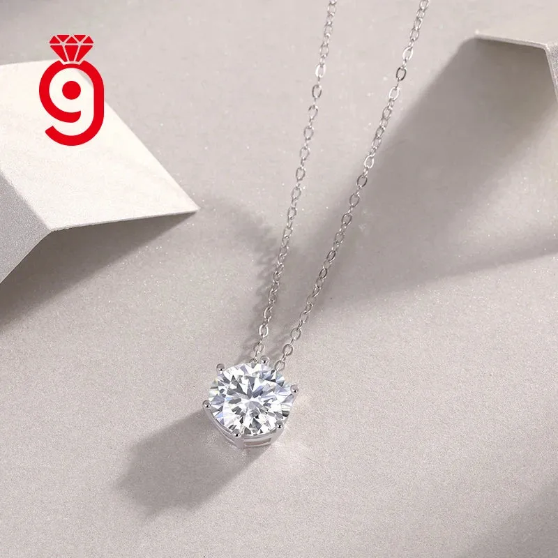 Wholesale Classic Round 1ct Moissanite Diamond Necklace Hip Hop Jewelry Custom Sterling Silver 925 Iced Out Initial Necklace