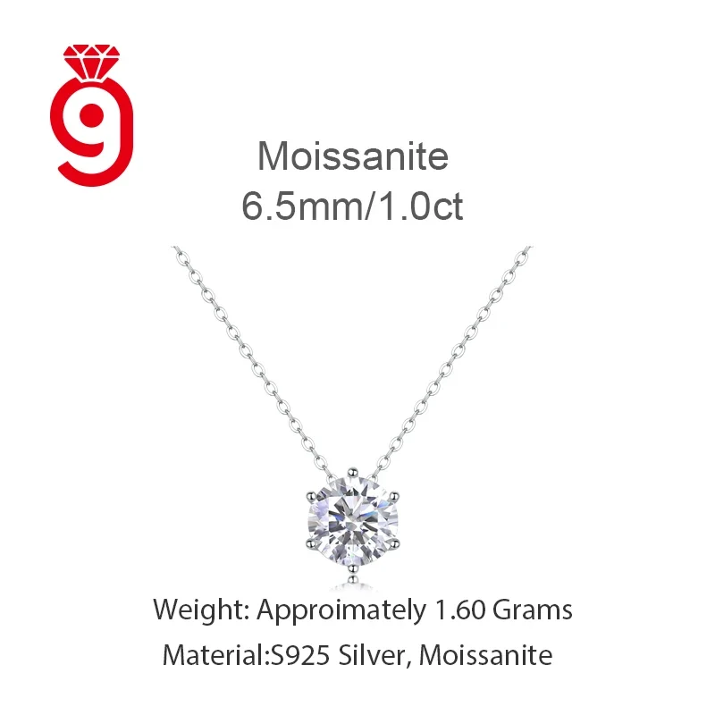Wholesale Classic Round 1ct Moissanite Diamond Necklace Hip Hop Jewelry Custom Sterling Silver 925 Iced Out Initial Necklace