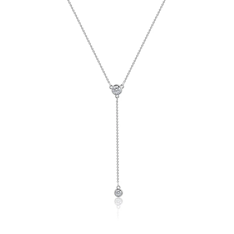 Dainty Fashion Silver Plated Zircon Y-Necklace Autumn Hot Sale Necklace for Women Chain Link Necklace Trendy Designs Y-Neckalce