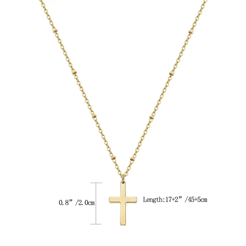 Refined Chic Hypoallergenic 18K Gold Plated Stainless Steel Cross Necklace with Adjustable Chain Daily Wear
